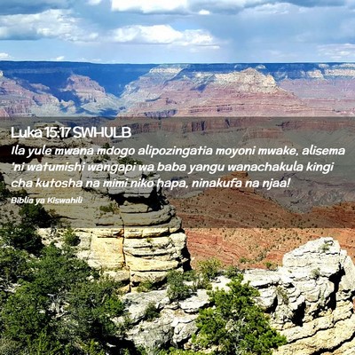 Picture 02 - Luka 15:17 SWHULB - Ila yule mwana mdogo alipozingatia moyoni mwake, - Bible Verse Picture