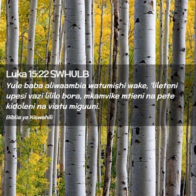Picture 02 - Luka 15:22 SWHULB - Yule baba aliwaambia watumishi wake, 'lileteni - Bible Verse Picture