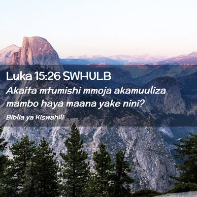 Picture 02 - Luka 15:26 SWHULB - Akaita mtumishi mmoja akamuuliza mambo haya maana - Bible Verse Picture