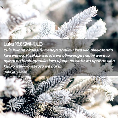 Picture 02 - Luka 16:8 SWHULB - Yule bwana akamsifu meneja dhalimu kwa vile - Bible Verse Picture