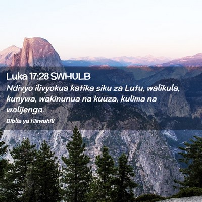 Picture 02 - Luka 17:28 SWHULB - Ndivyo ilivyokua katika siku za Lutu, walikula, - Bible Verse Picture