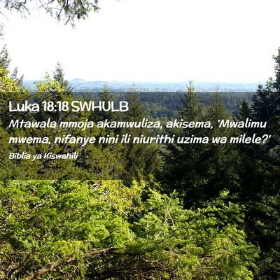 Picture 02 - Luka 18:18 SWHULB - Mtawala mmoja akamwuliza, akisema, 'Mwalimu - Bible Verse Picture