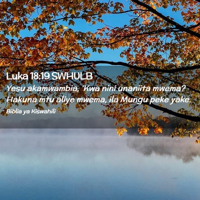 Picture 02 - Luka 18:19 SWHULB - Yesu akamwambia, 'Kwa nini unaniita mwema? Hakuna - Bible Verse Picture