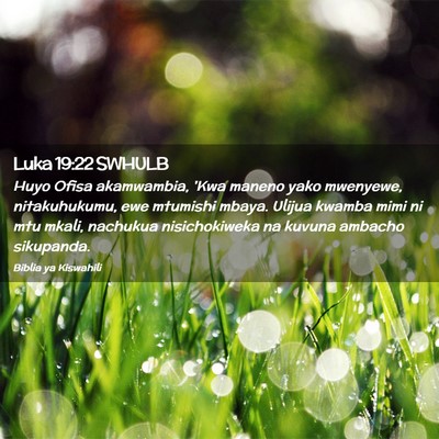 Picture 02 - Luka 19:22 SWHULB - Huyo Ofisa akamwambia, 'Kwa maneno yako mwenyewe, - Bible Verse Picture