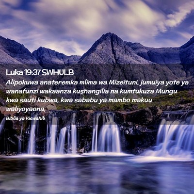 Picture 02 - Luka 19:37 SWHULB - Alipokuwa anateremka mlima wa Mizeituni, jumuiya - Bible Verse Picture