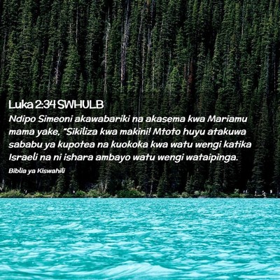 Picture 02 - Luka 2:34 SWHULB - Ndipo Simeoni akawabariki na akasema kwa Mariamu - Bible Verse Picture