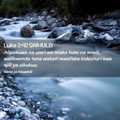 Picture 02 - Luka 2:42 SWHULB - Alipokuwa na umri wa miaka kumi na miwili, - Bible Verse Picture