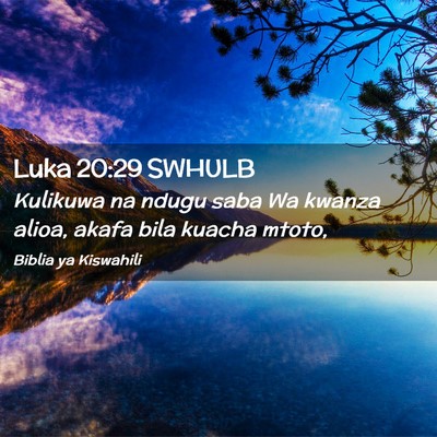 Picture 02 - Luka 20:29 SWHULB - Kulikuwa na ndugu saba Wa kwanza alioa, akafa - Bible Verse Picture