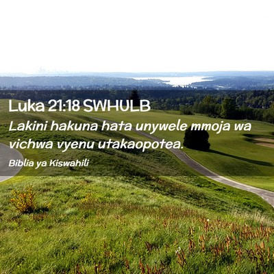 Picture 02 - Luka 21:18 SWHULB - Lakini hakuna hata unywele mmoja wa vichwa vyenu - Bible Verse Picture
