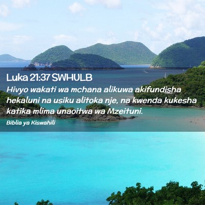 Picture 02 - Luka 21:37 SWHULB - Hivyo wakati wa mchana alikuwa akifundisha - Bible Verse Picture