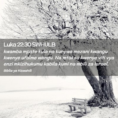 Picture 02 - Luka 22:30 SWHULB - kwamba mpate kula na kunywa mezani kwangu kwenye - Bible Verse Picture