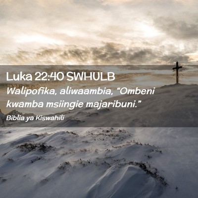 Picture 02 - Luka 22:40 SWHULB - Walipofika, aliwaambia, “Ombeni kwamba msiingie - Bible Verse Picture