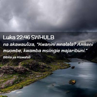 Picture 02 - Luka 22:46 SWHULB - na akawauliza, “Kwanini mnalala? Amkeni muombe, - Bible Verse Picture