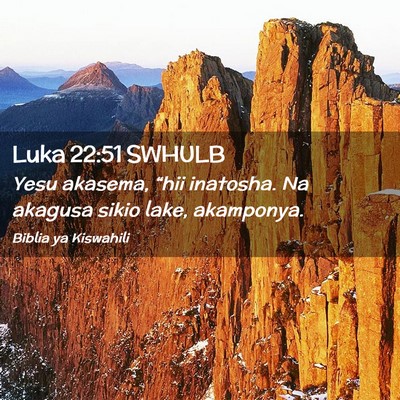 Picture 02 - Luka 22:51 SWHULB - Yesu akasema, “hii inatosha. Na akagusa sikio - Bible Verse Picture