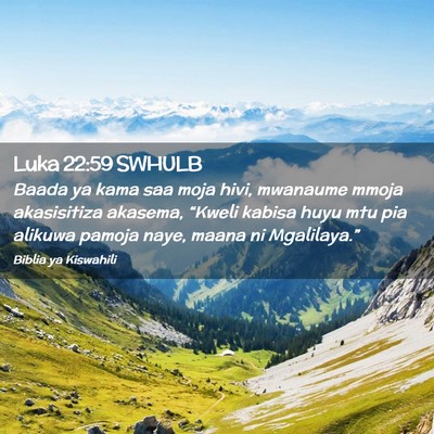 Picture 02 - Luka 22:59 SWHULB - Baada ya kama saa moja hivi, mwanaume mmoja - Bible Verse Picture