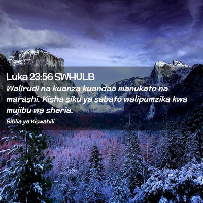 Picture 02 - Luka 23:56 SWHULB - Walirudi na kuanza kuandaa manukato na marashi. - Bible Verse Picture