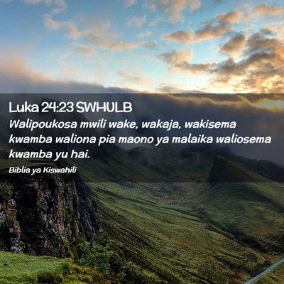 Picture 02 - Luka 24:23 SWHULB - Walipoukosa mwili wake, wakaja, wakisema kwamba - Bible Verse Picture