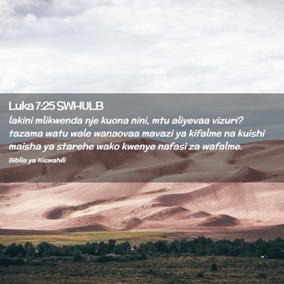 Picture 02 - Luka 7:25 SWHULB - lakini mlikwenda nje kuona nini, mtu aliyevaa - Bible Verse Picture