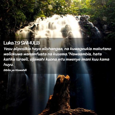 Picture 02 - Luka 7:9 SWHULB - Yesu aliposikia haya alishangaa, na kuwageukia - Bible Verse Picture