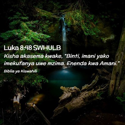 Picture 02 - Luka 8:48 SWHULB - Kisha akasema kwake, “Binti, imani yako - Bible Verse Picture