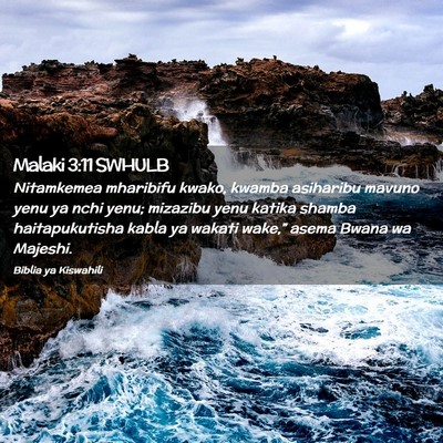 Picture 02 - Malaki 3:11 SWHULB - Nitamkemea mharibifu kwako, kwamba asiharibu - Bible Verse Picture