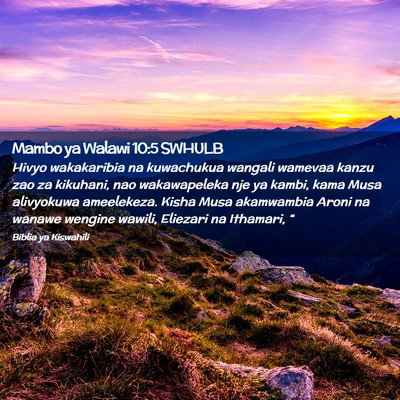 Picture 02 - Mambo ya Walawi 10:5 SWHULB - Hivyo wakakaribia na kuwachukua wangali wamevaa - Bible Verse Picture