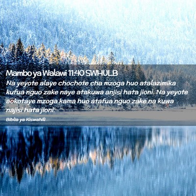 Picture 02 - Mambo ya Walawi 11:40 SWHULB - Na yeyote alaye chochote cha mzoga huo - Bible Verse Picture