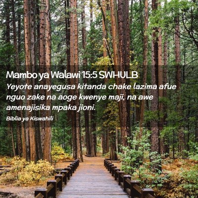 Picture 02 - Mambo ya Walawi 15:5 SWHULB - Yeyote anayegusa kitanda chake lazima afue nguo - Bible Verse Picture