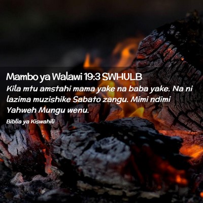 Picture 02 - Mambo ya Walawi 19:3 SWHULB - Kila mtu amstahi mama yake na baba yake. Na ni - Bible Verse Picture
