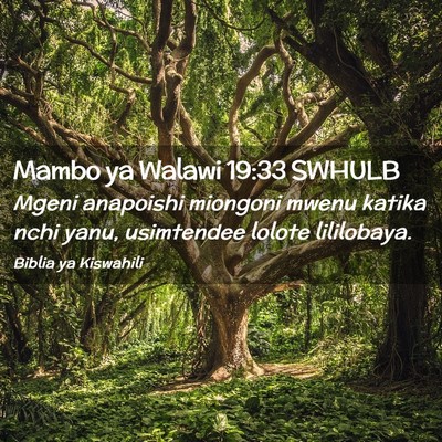 Picture 02 - Mambo ya Walawi 19:33 SWHULB - Mgeni anapoishi miongoni mwenu katika nchi yanu, - Bible Verse Picture