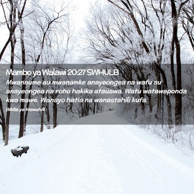 Picture 02 - Mambo ya Walawi 20:27 SWHULB - Mwanaume au mwanamke anayeongea na wafu au - Bible Verse Picture