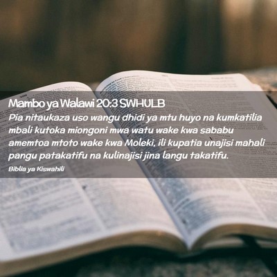 Picture 02 - Mambo ya Walawi 20:3 SWHULB - Pia nitaukaza uso wangu dhidi ya mtu huyo na - Bible Verse Picture