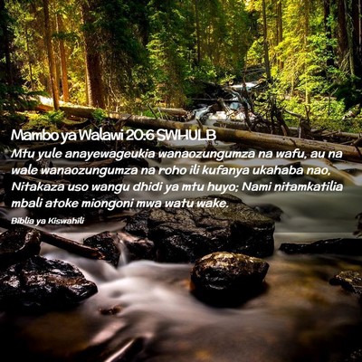 Picture 02 - Mambo ya Walawi 20:6 SWHULB - Mtu yule anayewageukia wanaozungumza na wafu, au - Bible Verse Picture