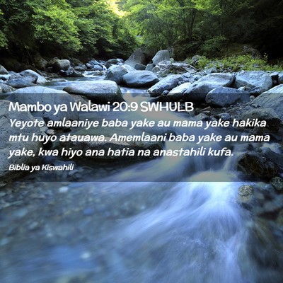 Picture 02 - Mambo ya Walawi 20:9 SWHULB - Yeyote amlaaniye baba yake au mama yake hakika - Bible Verse Picture