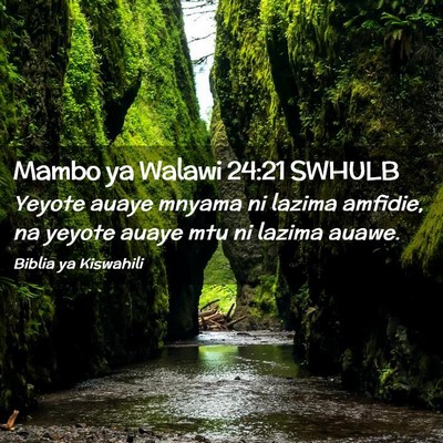 Picture 02 - Mambo ya Walawi 24:21 SWHULB - Yeyote auaye mnyama ni lazima amfidie, na yeyote - Bible Verse Picture