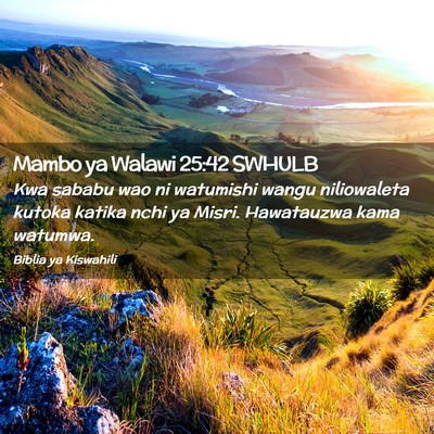 Picture 02 - Mambo ya Walawi 25:42 SWHULB - Kwa sababu wao ni watumishi wangu niliowaleta - Bible Verse Picture