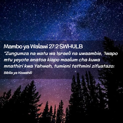 Picture 02 - Mambo ya Walawi 27:2 SWHULB - “Zungumza na watu wa Israeli na uwaambie, - Bible Verse Picture