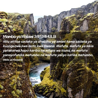 Picture 02 - Mambo ya Walawi 3:9 SWHULB - Mtu akitoa sadaka ya dhabihu ya amani kama sadaka - Bible Verse Picture
