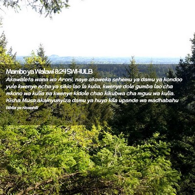 Picture 02 - Mambo ya Walawi 8:24 SWHULB - Akawaleta wana wa Aroni, naye akaweka sehemu ya - Bible Verse Picture