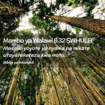 Picture 02 - Mambo ya Walawi 8:32 SWHULB - Masalio yoyote ya nyama na mikate utayateketeza - Bible Verse Picture