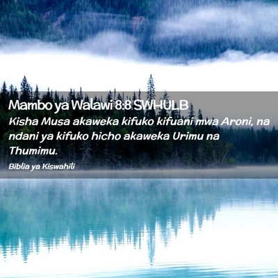 Picture 02 - Mambo ya Walawi 8:8 SWHULB - Kisha Musa akaweka kifuko kifuani mwa Aroni, na - Bible Verse Picture