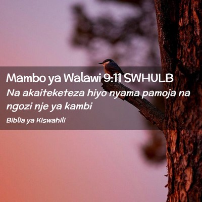 Picture 02 - Mambo ya Walawi 9:11 SWHULB - Na akaiteketeza hiyo nyama pamoja na ngozi nje ya - Bible Verse Picture