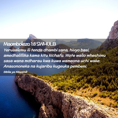 Picture 02 - Maombolezo 1:8 SWHULB - Yerusalemu ili tenda dhambi sana, hivyo basi, - Bible Verse Picture