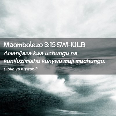 Picture 02 - Maombolezo 3:15 SWHULB - Amenijaza kwa uchungu na kunilazimisha kunywa - Bible Verse Picture