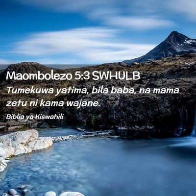 Picture 02 - Maombolezo 5:3 SWHULB - Tumekuwa yatima, bila baba, na mama zetu ni kama - Bible Verse Picture