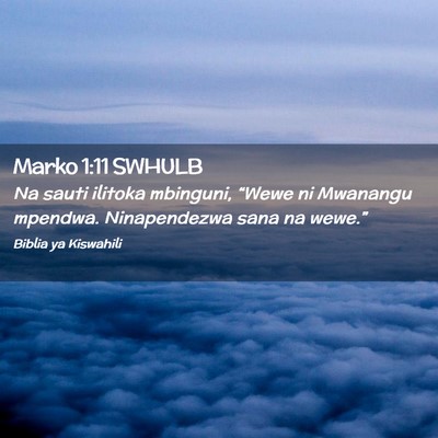 Picture 02 - Marko 1:11 SWHULB - Na sauti ilitoka mbinguni, “Wewe ni Mwanangu - Bible Verse Picture