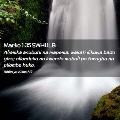 Picture 02 - Marko 1:35 SWHULB - Aliamka asubuhi na mapema, wakati ilikuwa bado - Bible Verse Picture