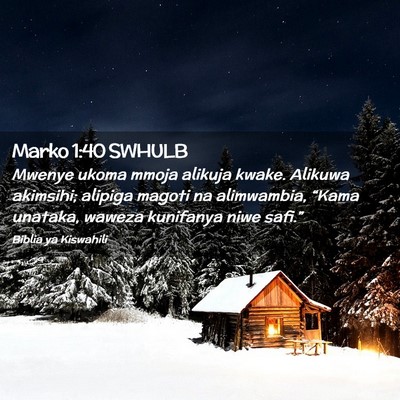 Picture 02 - Marko 1:40 SWHULB - Mwenye ukoma mmoja alikuja kwake. Alikuwa - Bible Verse Picture
