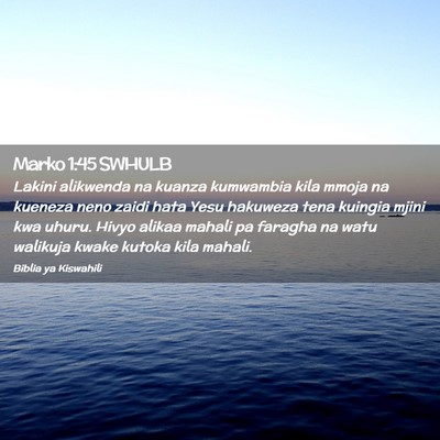 Picture 02 - Marko 1:45 SWHULB - Lakini alikwenda na kuanza kumwambia kila mmoja - Bible Verse Picture