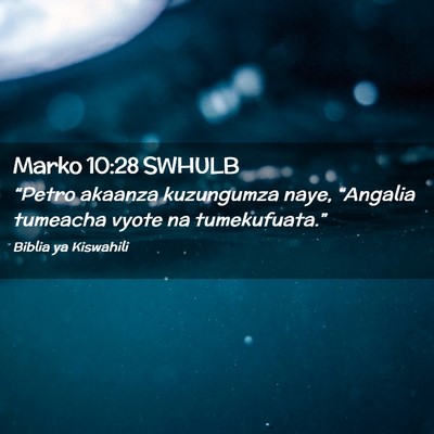 Picture 02 - Marko 10:28 SWHULB - “Petro akaanza kuzungumza naye, “Angalia - Bible Verse Picture